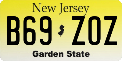 NJ license plate B69ZOZ