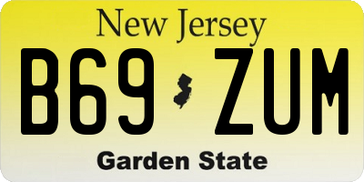 NJ license plate B69ZUM