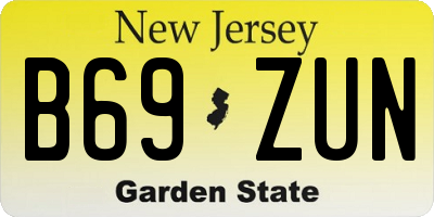 NJ license plate B69ZUN