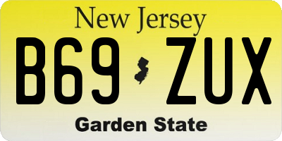 NJ license plate B69ZUX