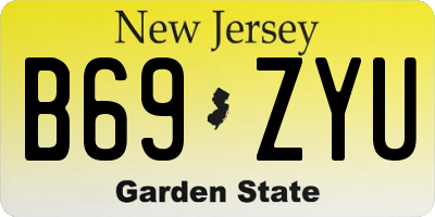 NJ license plate B69ZYU