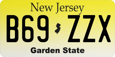 NJ license plate B69ZZX