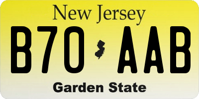 NJ license plate B70AAB