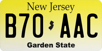 NJ license plate B70AAC