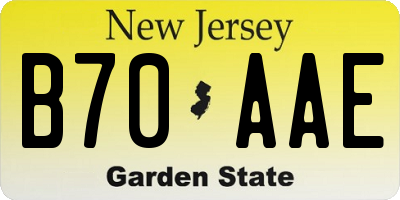 NJ license plate B70AAE