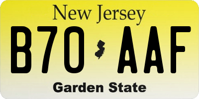NJ license plate B70AAF