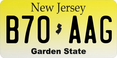 NJ license plate B70AAG