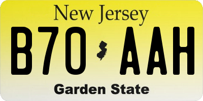 NJ license plate B70AAH