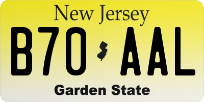 NJ license plate B70AAL