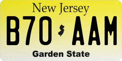 NJ license plate B70AAM