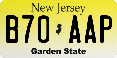 NJ license plate B70AAP