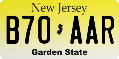 NJ license plate B70AAR