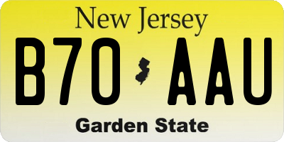 NJ license plate B70AAU