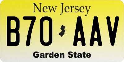 NJ license plate B70AAV