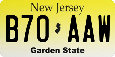 NJ license plate B70AAW
