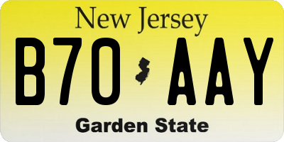 NJ license plate B70AAY