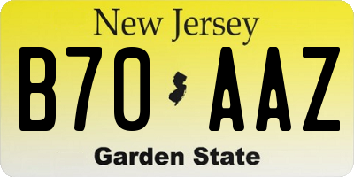 NJ license plate B70AAZ