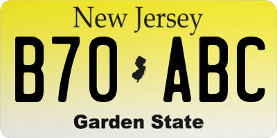 NJ license plate B70ABC