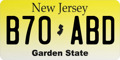 NJ license plate B70ABD