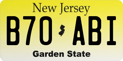 NJ license plate B70ABI