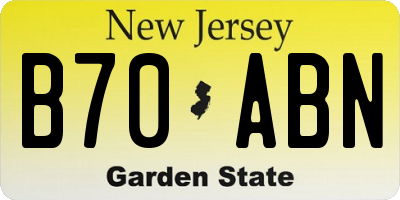 NJ license plate B70ABN