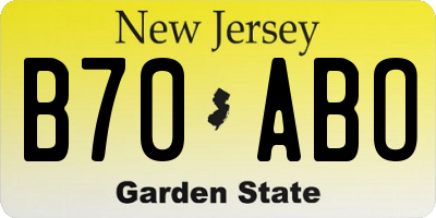 NJ license plate B70ABO