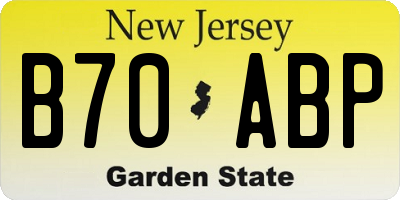 NJ license plate B70ABP
