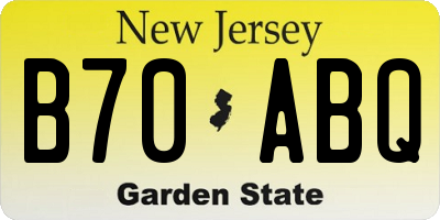 NJ license plate B70ABQ