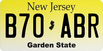 NJ license plate B70ABR