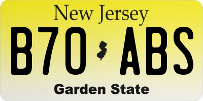 NJ license plate B70ABS
