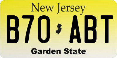 NJ license plate B70ABT