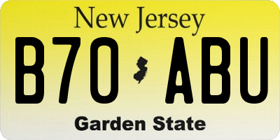 NJ license plate B70ABU