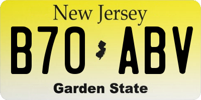 NJ license plate B70ABV