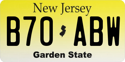 NJ license plate B70ABW