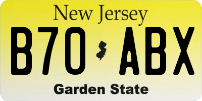 NJ license plate B70ABX