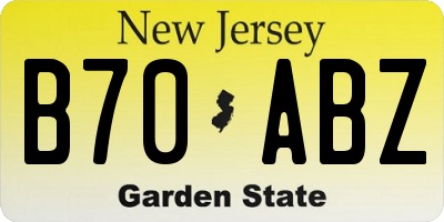 NJ license plate B70ABZ
