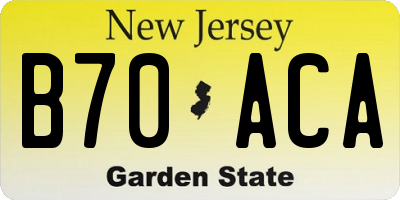 NJ license plate B70ACA
