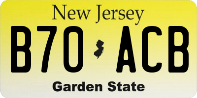 NJ license plate B70ACB