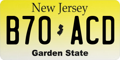 NJ license plate B70ACD