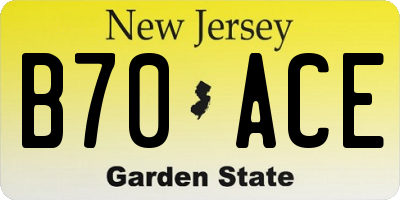 NJ license plate B70ACE