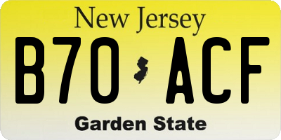 NJ license plate B70ACF