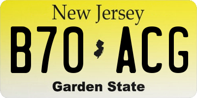 NJ license plate B70ACG