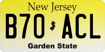 NJ license plate B70ACL