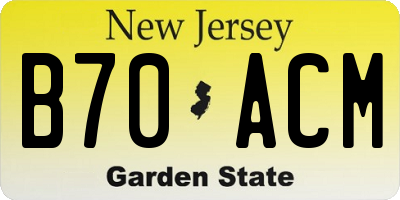 NJ license plate B70ACM