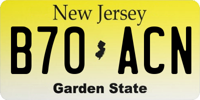 NJ license plate B70ACN