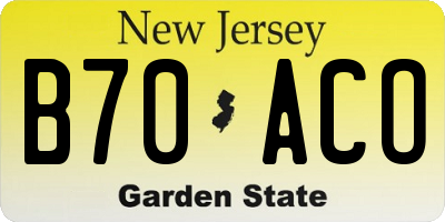 NJ license plate B70ACO