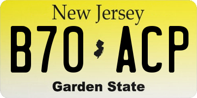 NJ license plate B70ACP