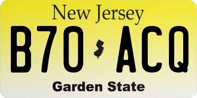 NJ license plate B70ACQ