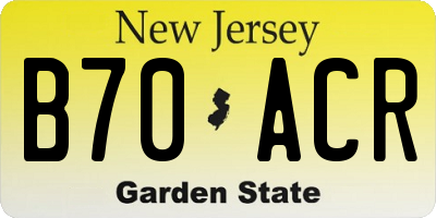 NJ license plate B70ACR