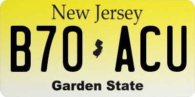 NJ license plate B70ACU